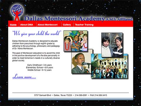 Dallas, Texas montessori academy website designer